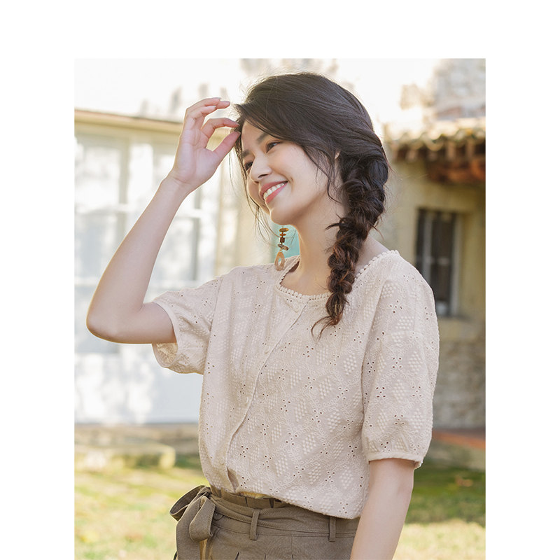 茵曼旗舰店女士方领2020年夏装新款 茵曼翰飞衬衫