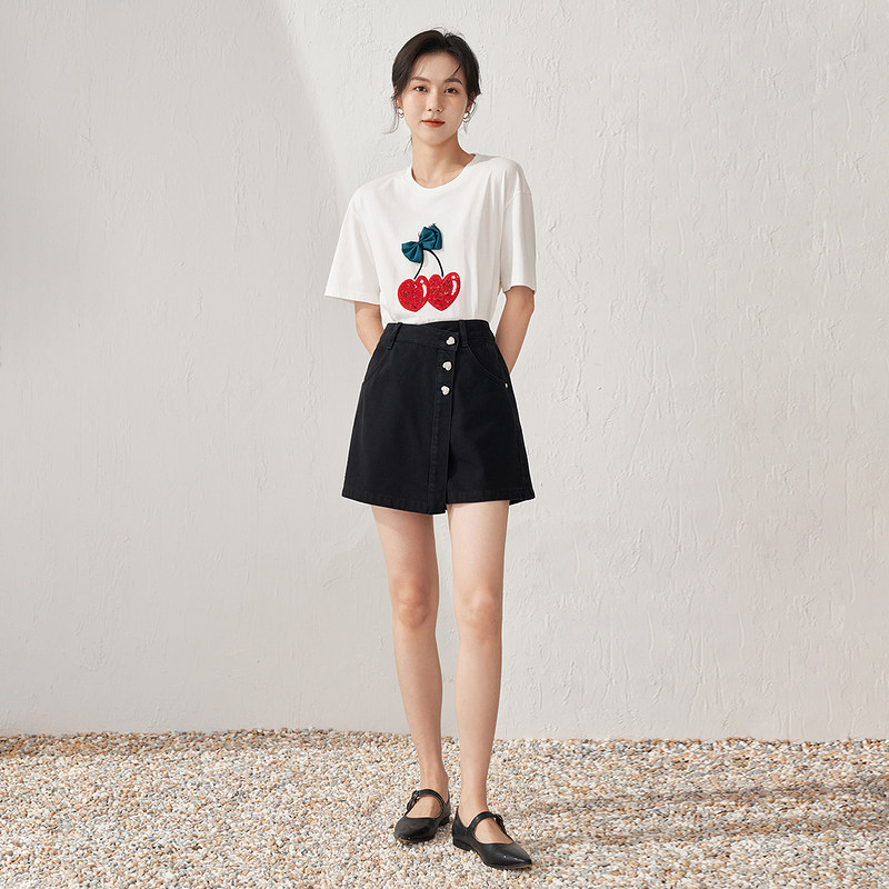 茵曼牛仔短裤2023夏季新款热裤子 茵曼筱茵牛仔裤