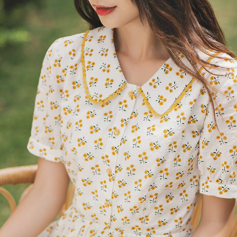 茵曼小雏菊碎花2020夏新款连衣裙 茵曼筱茵连衣裙