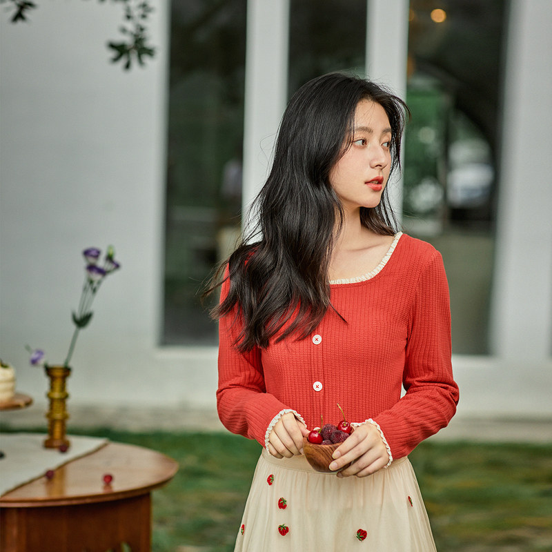 茵曼长袖t恤女2020秋装新款打底衫 茵曼筱茵T恤