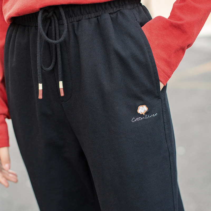 茵曼加绒加厚2020新款直筒运动裤 茵曼筱茵休闲裤