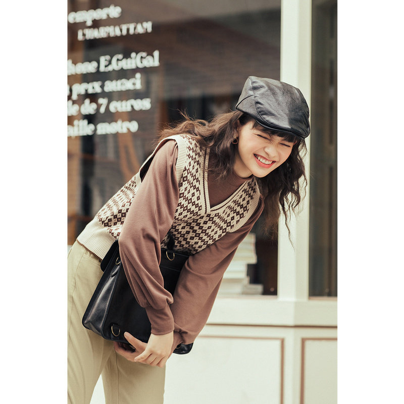 茵曼外穿格子短款马甲2020秋装毛衣 茵曼筱茵马夹