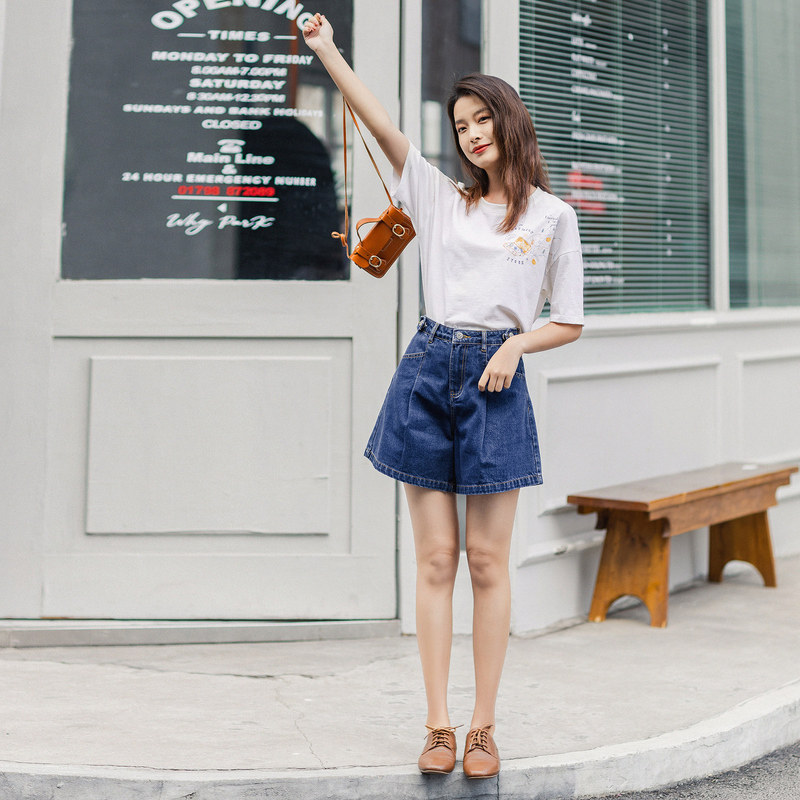 茵曼旗舰店2020年夏季新款直筒裤 茵曼翰飞牛仔裤