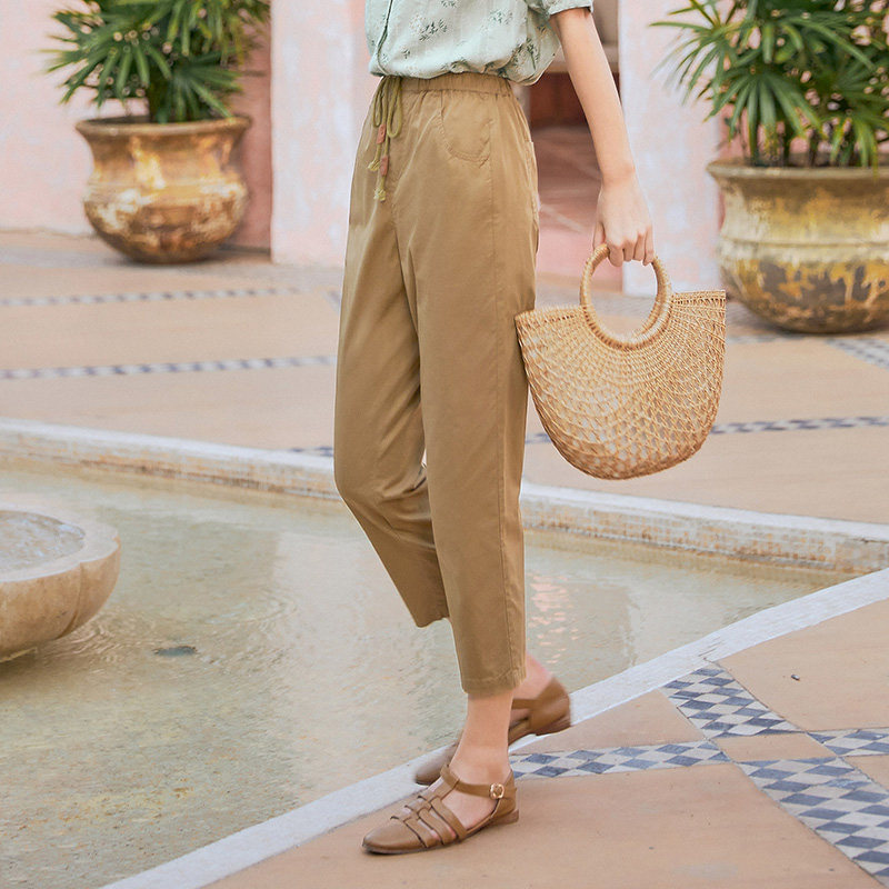 茵曼女裤夏季薄款透气凉快潮休闲裤 茵曼田田极客休闲裤