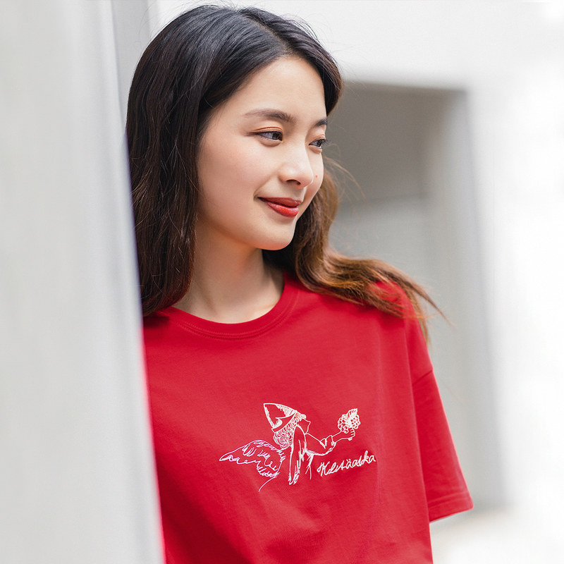 茵曼旗舰店2020新款t桖短袖t恤 茵曼翰飞T恤