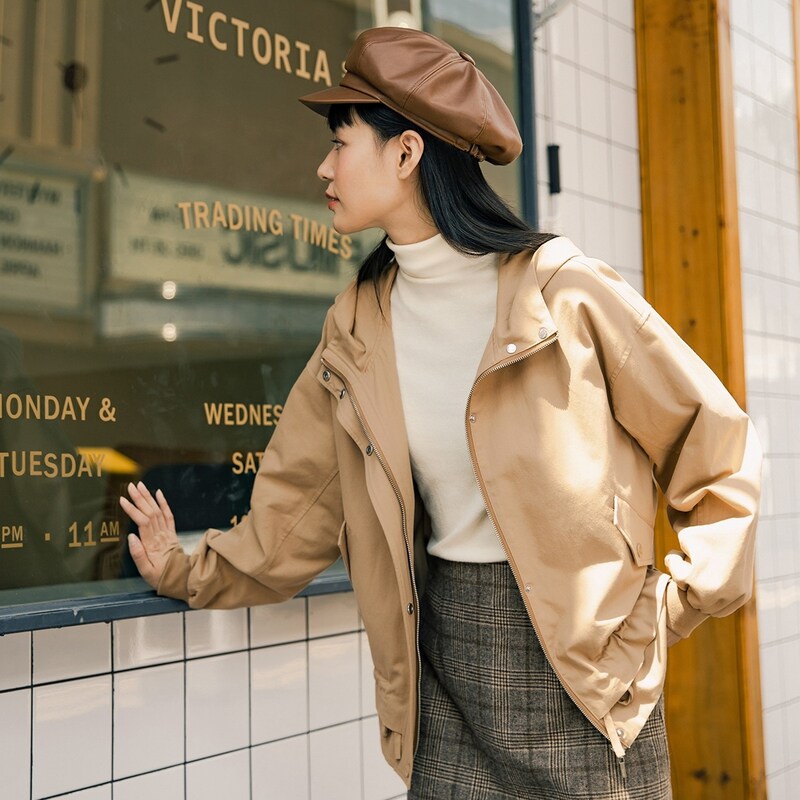 茵曼2020年春秋冬新款长袖休闲工装 茵曼田田极客短外套