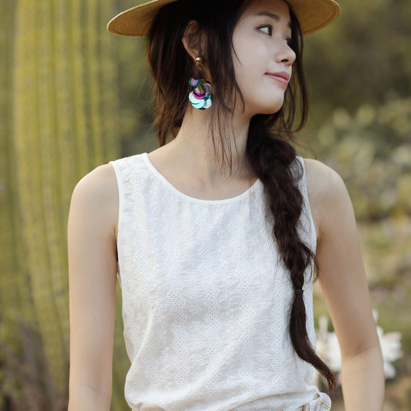 茵曼旗舰店2020新款纯棉女短小背心 茵曼翰飞背心吊带