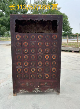 民间老物件老家具清代榆木老药柜药橱老中药柜子博物馆展示展览柜