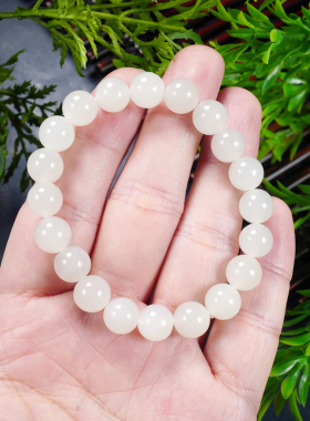 和田玉 羊脂白玉 圆珠 手链 手串26克 直径10mm