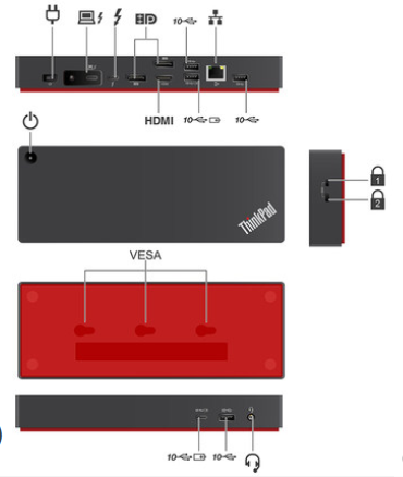 联想ThinkPad X1 X13 T14 T15 P15 P17 P73雷电4扩展坞40B00300CN-图1