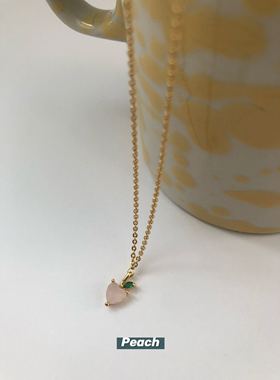 水果彩色锆石吊坠项链