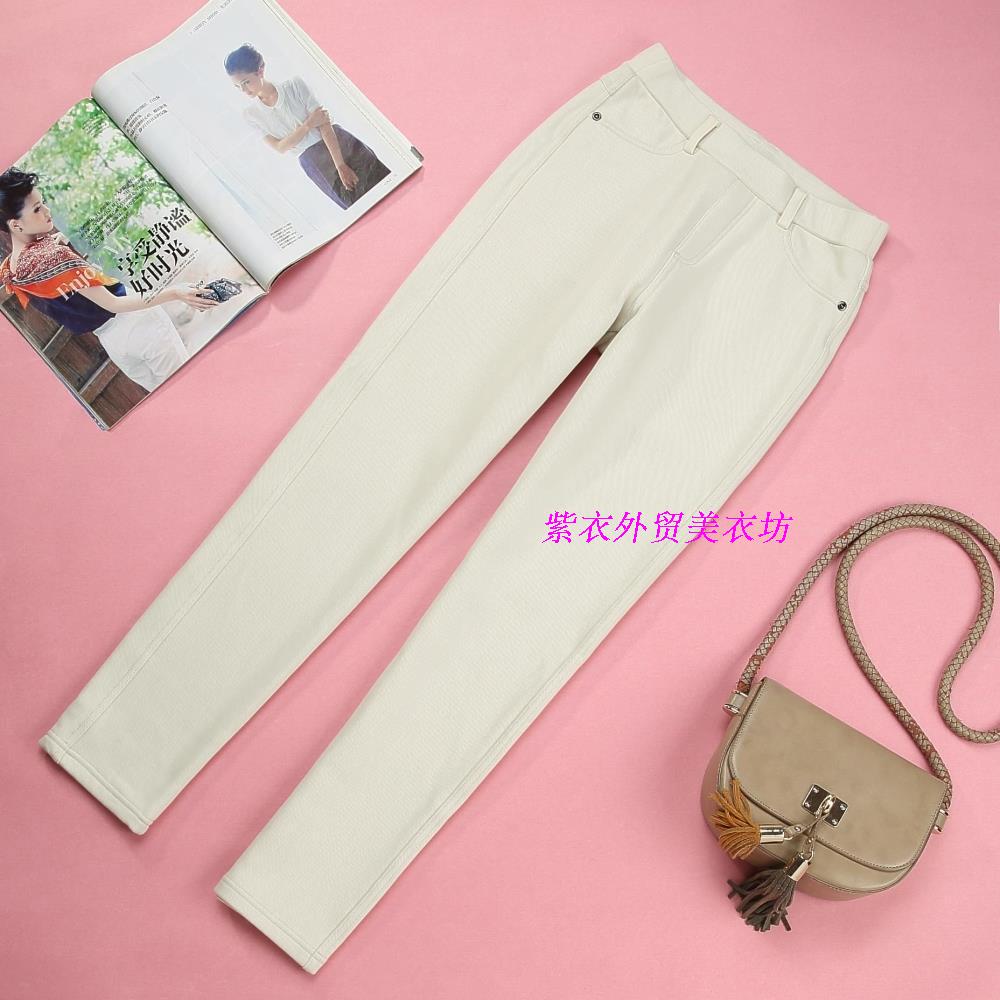 外贸出口抓绒针织牛仔裤女秋冬外穿加绒加厚弹力保暖裤子柔软多色 - 图3