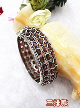 石榴石古典时尚风碧玺纯银手镯