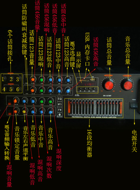 1000WKTV功放东芝功放管大功率专业卡包HIFK歌舞台16段均衡I功放