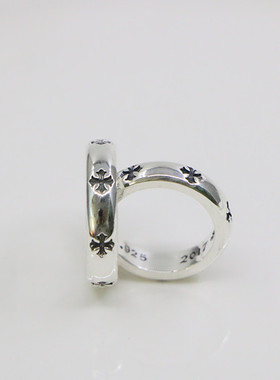 日韩风纯银圆润十字架情侣戒指