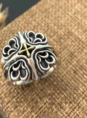 欧美朋克风潮流食指男泰银个性首饰宽面炫酷复古纯银五角星戒指