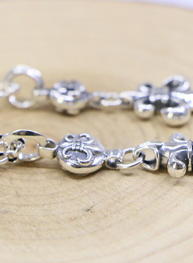 欧美朋克风纯银长款毛衣链童军花