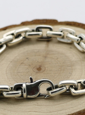 纯银光面朋克风夜店酒吧配饰手链