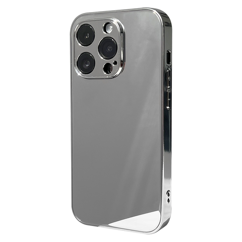 高级感玻璃镜子镜面适用于苹果iPhone18ProMax/17ProMax手机壳化妆镜极简简约16/15/14电镀银边13/12保护套 - 图3