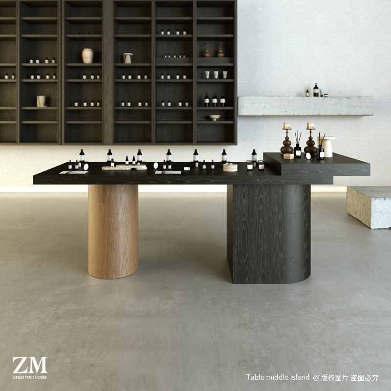 香氛店中岛桌香薰精油调香台蜡烛扩香石流水台木质组合长桌,淘宝优惠券,粉丝福利购,淘宝优惠卷