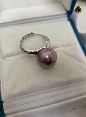 一物一链接C065号 蛋形爱迪生珍珠戒指925纯银开口戒可调节戒指