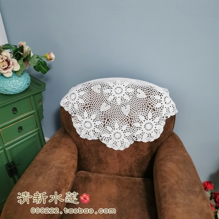 清新水莲手工钩织美式欧式田园复古怀旧纯棉沙发靠背巾茶几圆桌布,淘宝优惠券,粉丝福利购,淘宝优惠卷