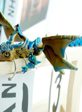 3D打印牛角飞龙玩具立体仿真小动物模型关节可动桌面摆件装饰品三