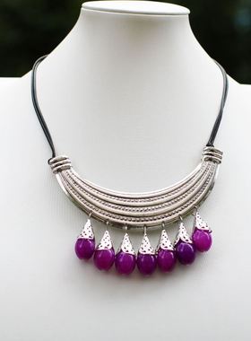 云南民族风项链额饰配饰古风眉心坠汉服发饰红色异域风情少数民族