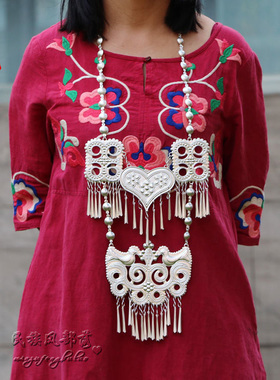 中国风妈汝胸牌项链女款彝族少数民族复古原创民族风胸牌项链