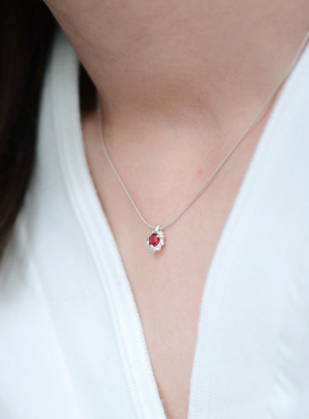 三合一草原创天然红宝石项链颈链