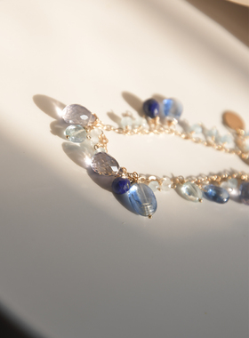 重工手链三合一草海蓝宝蓝晶