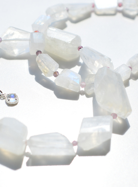 三合一草月光石原矿原创手链