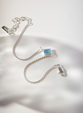 三合一草女纯银海蓝宝原创手链