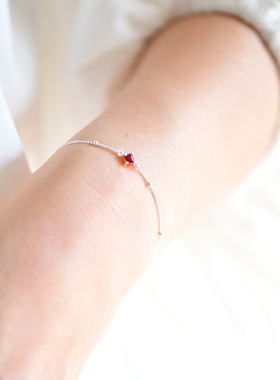 1月生辰石石榴石纯银手链