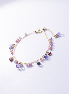 三合一草女碧玺包金原创手链