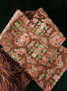 送礼咖啡色花纹围巾丝巾高贵
