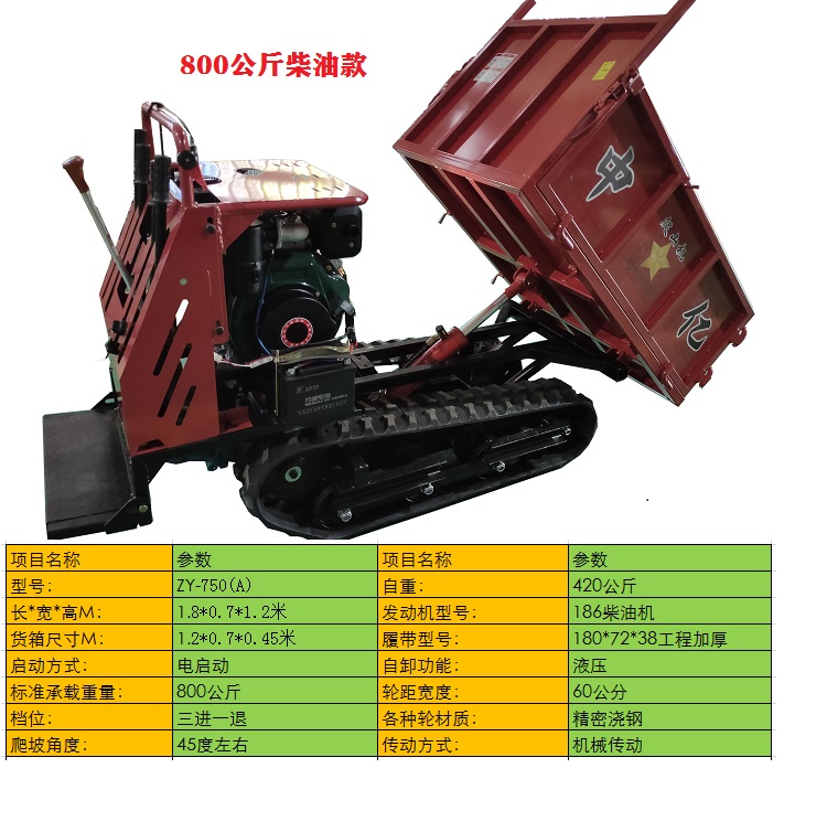 山地履带式运输车爬坡虎小型全地形手扶田间大棚农用搬运车自卸车-图2
