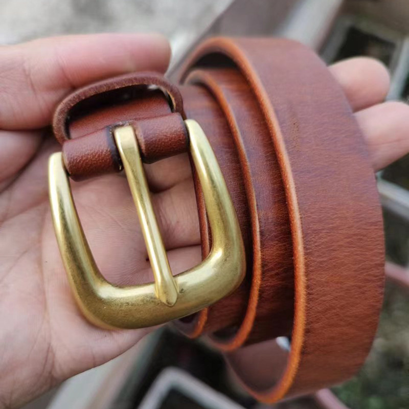 女士细款真皮腰带进口植鞣粒面加厚头层牛皮手工复古休闲铜扣皮带,淘宝优惠券,粉丝福利购,淘宝优惠卷