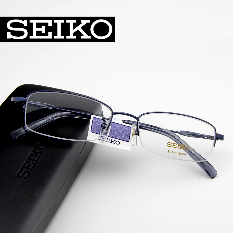 日本SEIKO精工眼镜架男纯钛半框眼镜框轻近视镜小框高度数H01061 - 图0