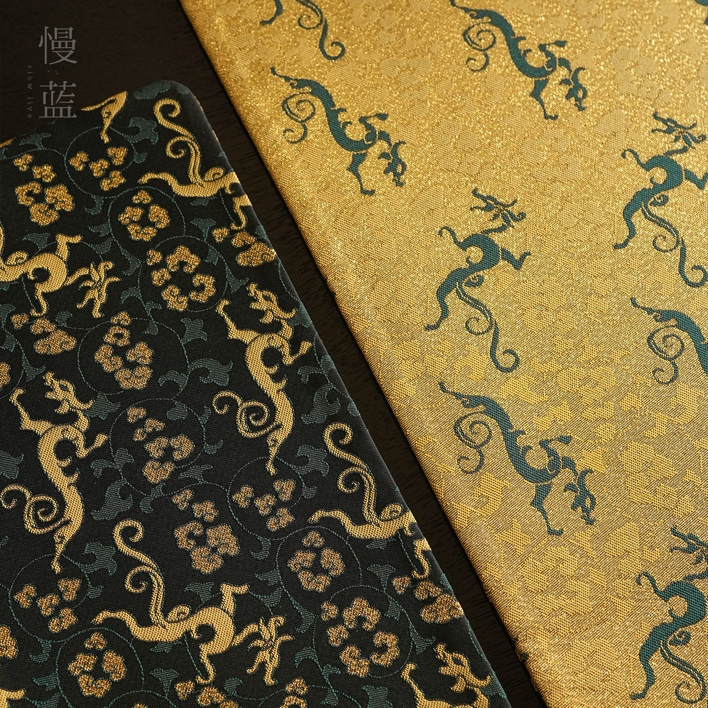 慢蓝 | 螭龙献瑞织锦双面印花茶席圆角中式布艺家用茶桌垫66*36cm,淘宝优惠券,粉丝福利购,淘宝优惠卷