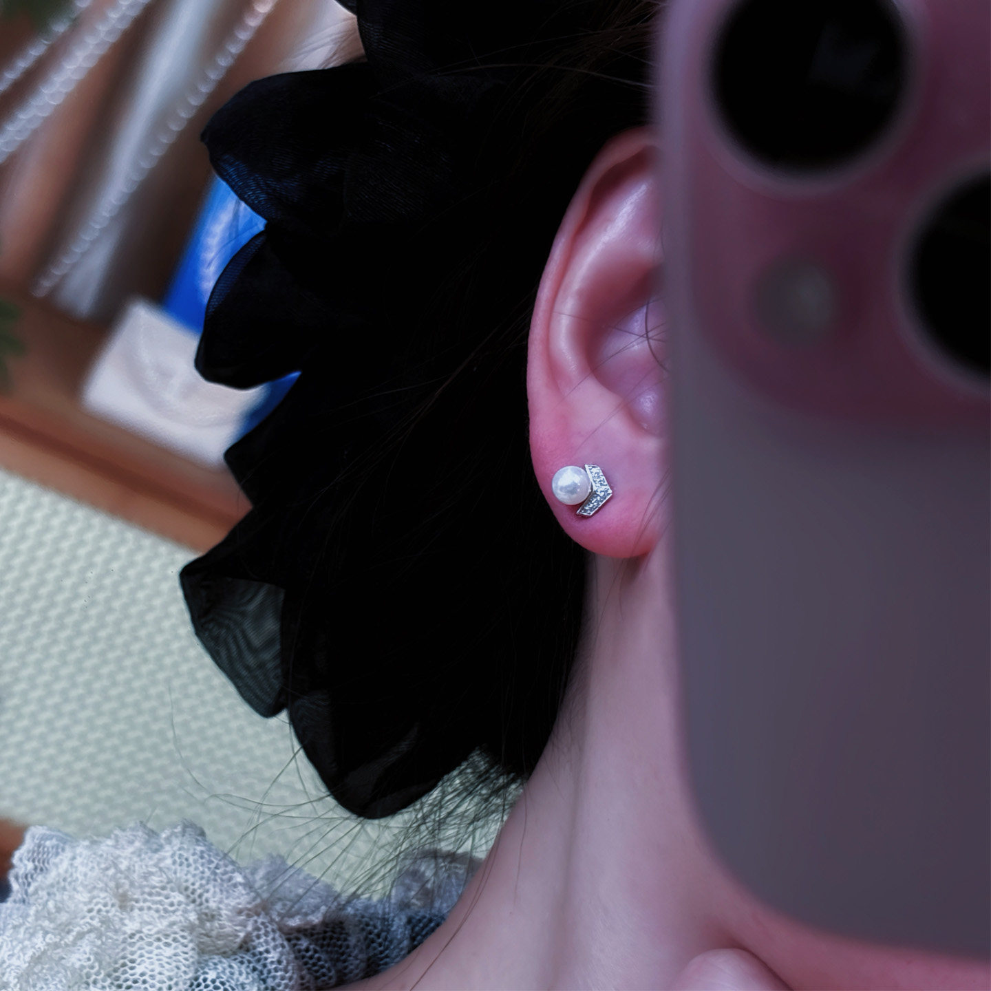 【浅小屋】小V。皇后系列纯银厚金小V极强光淡水AKOYA珍珠小耳钉,淘宝优惠券,粉丝福利购,淘宝优惠卷