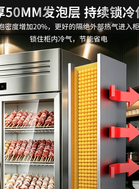 志高蔬菜串串保鲜柜双门三门冰箱商用冷藏立式超市冰柜烧烤展示柜
