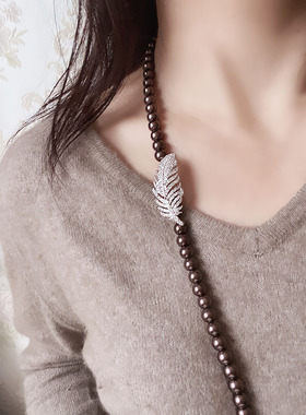 小香风微镶锆石小蜜蜂女珍珠项链