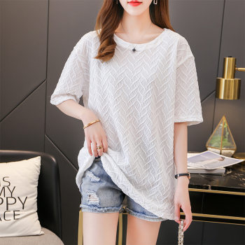 300 plus fat extra large size women's summer summer thin short-sleeved T-shirt 200 ປອນ 240 fat sister mm slimming hidden meat top