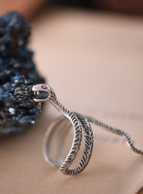 纯银复古缠绕朋克风动物戒指