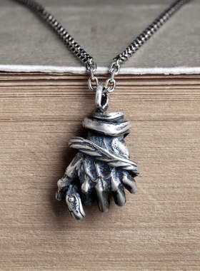 纯银复古骷髅项链撒旦挂件吊坠