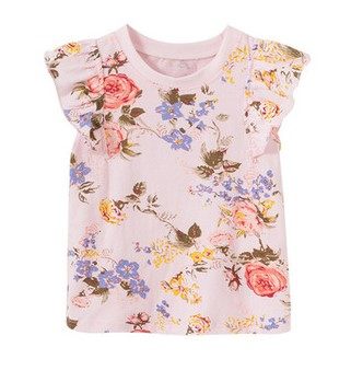 Off code clearance summer new pure cotton cartoon short-sleeved cute knitted embroidered baby girl 2 3 5 years old T-shirt trend