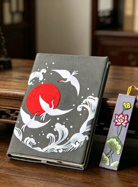 纯手工刺绣笔记本真丝绣花书签布艺中国风老师学生特色手工艺礼品