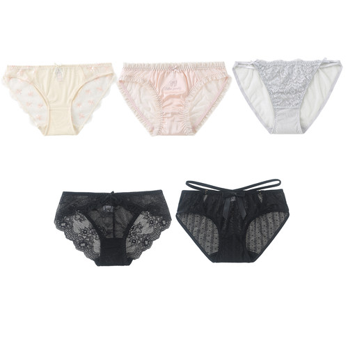 【5条99元】微胖女士高弹蕾丝网纱系列加大码包臀舒适显瘦女内裤 - 图3