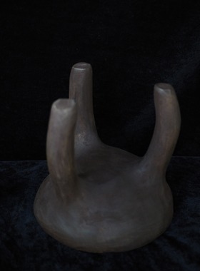 双子商店 手工诧寂风复古实木小花台托盘果盘 装饰木质高台摆件